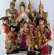 Vintage Fabric Silk Dolls Thailand Japan China India Handcrafted Lot of 10 picture