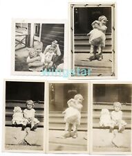 LOT 5 Old Photos 1940s - 1960s Dolls Children Boy Girl Super Cute Vintage Toys picture