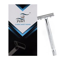 Pearl Shaving Double Edge Safety Razor with 10 Platinum Coated Double Edge Blade picture
