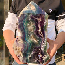 10.21lb  Natural beautiful Rainbow Fluorite Crystal Rough stone specimens cure picture