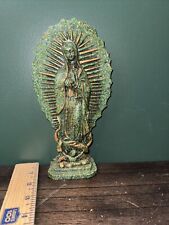 Vintage Guadalupe Mother Mary Statue Crushed Malachite Very Old picture