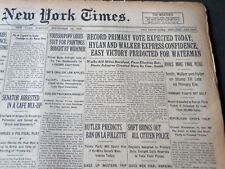 1925 SEPTEMBER 15 NEW YORK TIMES - RECORD PRIMARY VOTE EXPECTED TODAY - NT 7182 picture