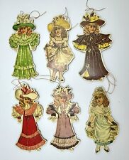 Vintage 1984 Victorian Outfits Ornament Gift Tag Merrimack 6 Piece Set GORGEOUS picture