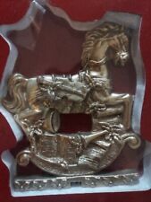 Vtg Santa's Workshop Solid Brass Ornate Christmas Horse Stocking Hanger-In Box picture