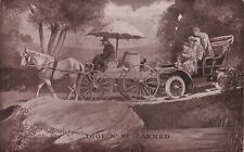 Vintage Toot N Be Darned Auto Car Behind Horse and Carriage Postcard Early 1900s picture
