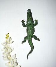 10.2'' Inches Alligator Statue Brass Green Crocodile Figurine Paperweight EK734  picture