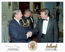RONALD REAGAN AND DONALD TRUMP PRESIDENTIAL SEAL SIGNED 8X10 PICTURE REPRINT picture