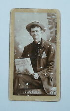 Antique Cabinet Card Man Holding Lizzie Borden Daily Globe ~  picture