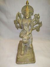Traditional Indian Ritual Tribal Brass Bronze of DURGA ON LION SHERAWALI picture