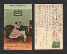 1913 WHEN U VISIT HERE U CAN DEPEND ON GOOD TIME LOCAL LOVERS ROMANTIC POSTCARD picture