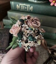 Vintage Corsage Pale Pink, Dusty Rose, Mauve, Faux Flowers picture