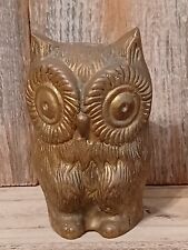 Vintage Brass Owl Bird Figurine Big Eyed Bird Some Oxidation 3.5