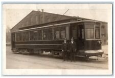 c1910's Trolley Street Car Depot Elmwood Conductors  RPPC Photo Postcard picture