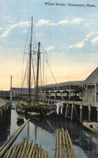 Gloucester,MA Wharf Scene Essex County Massachusetts Postcard Vintage Post Card picture