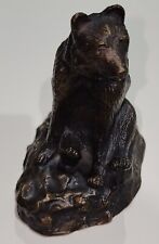 Mike Elwell Bronze Sculpture Bear Sitting On Rocks Missing Base Aprox 3.5 Inches picture