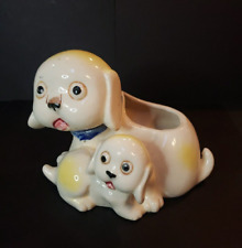 Vintage Mother and Pup Dog Ceramic Planter - Old Japan picture