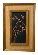 Copper Relief Wall Art Hand Tooled Mid Century Cherry Blossoms 1970's Retro Boho picture