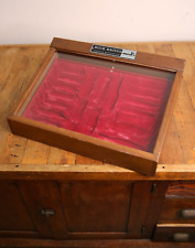 Vintage Buck Knives USA Counter Salesman Display Case Box Wood Glass Dovetailed picture