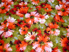 2 Pcs Vtg 60s 5th Avenue Heavy Cotton Fabric Flower Power Orange Red 50x3.75Yd + picture