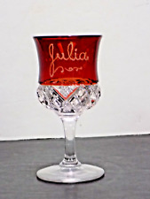 EAPG Ruby Stained Souvenir Wine Glass Unknown Pattern JULIA Sep 12. 02.   *** picture