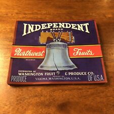 58 Vintage INDEPENDENT Crate Label Yakima Washington - Liberty Bell - NOS Litho picture