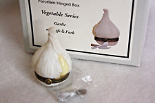 Porcelain Hinged Box Midwest Cannon Falls - Garlic w/Knife & Fork Trinket picture