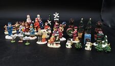 Lemax Christmas Village Snowman Cow Fireman Police Lot 33 Victorian Trees Fence picture