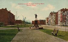 Vintage Postcard 1910's Commonwealth Avenue Looking West Boston Massachusetts MA picture
