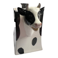 Vintage Department 56 Cow Now Tea Pot Black and White Spots 6 In Tall Country picture