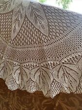 Vtg Antq Linen Crochet Lace Round Flower Tablecloth Warm White 47” Exquisite picture