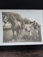 RPPC Boy overall's hat horses colt Vintage Photo 30s Or 40s ? Picture Postcard  picture