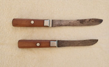 TWO HAND FORGED INDIAN TRADE KNIVES HALF TANG BRASS PINS picture