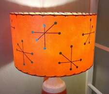  Mid Century Vintage Style Fiberglass Lamp Shade Modern Atomic T Orange picture