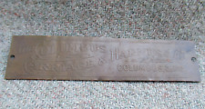 ANTIQUE EARLY 1900s COLUMBUS CARRIAGE & HARNESS CO. COPPER METAL TAG PLATE POOR picture