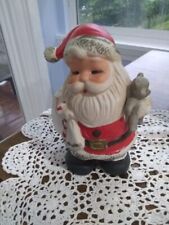Homco Santa Claus And Teddy Bear Coin Bank  Ceramic Vintage Christmas 5610 picture