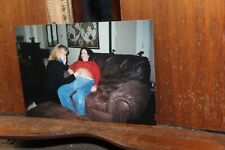 Vintage Photo Listening to Pregnant Woman's Belly picture