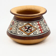 Native American Pottery Peruvian Folk Art Clay Bowl Seed Pot Peru Geometric picture