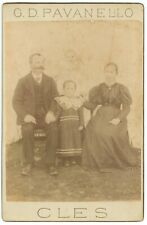 CIRCA 1880'S CABINET CARD Italian Family With Young Girl GD Pavanello Cles Italy picture