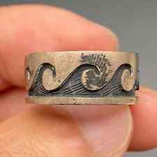 Vintage Hopi Native Roy Dawangyumptewa Water Waves Sterling Silver Ring Size 7.5 picture
