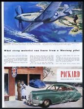 1945 USAF P-51 Mustang plane art Packard Clipper sedan car vintage print ad picture