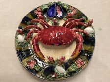 Vintage Palissy Style Majolica CRAB Sea Scape 13