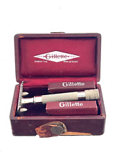 Vintage Gillette 1911 Single Ring With Red/brown Material Case Dual Serials picture