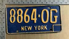 1966 New York license plate 8864-OG stamped diagonal PRISON QUALITY 13015 picture