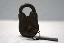 Vintage Antique Padlock Heavy Cast Iron Brass Lock And 2 Keys picture