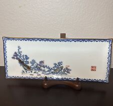 Vtg Imari Arita Chinese Oriental Blue Wht Red Porcelain Rectangle Trinket Tray picture