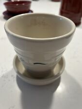 Longaberger Pottery planter pot~Woven Traditions~Ivory Ceramic~Heritage Green picture