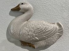 Vintage White Goose Ceramic Bird Signed Wall Hanging Art Cottage Core Country picture