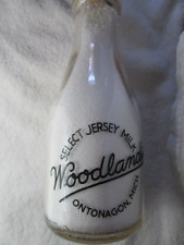 Vintage One Quart Milk Bottle, Woodlands Select Jersey Milk, Ontonagon, Michigan picture