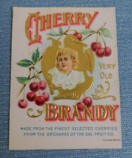 Very Old Cherry Brandy Label..Cute Child Image..Pre-Prohibition picture