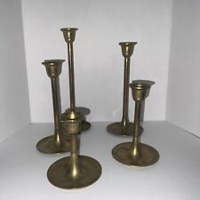 Lot Set Of 5 Vintage Brass Graduated Tapper Candlestick Holders Interpur Taiwan picture